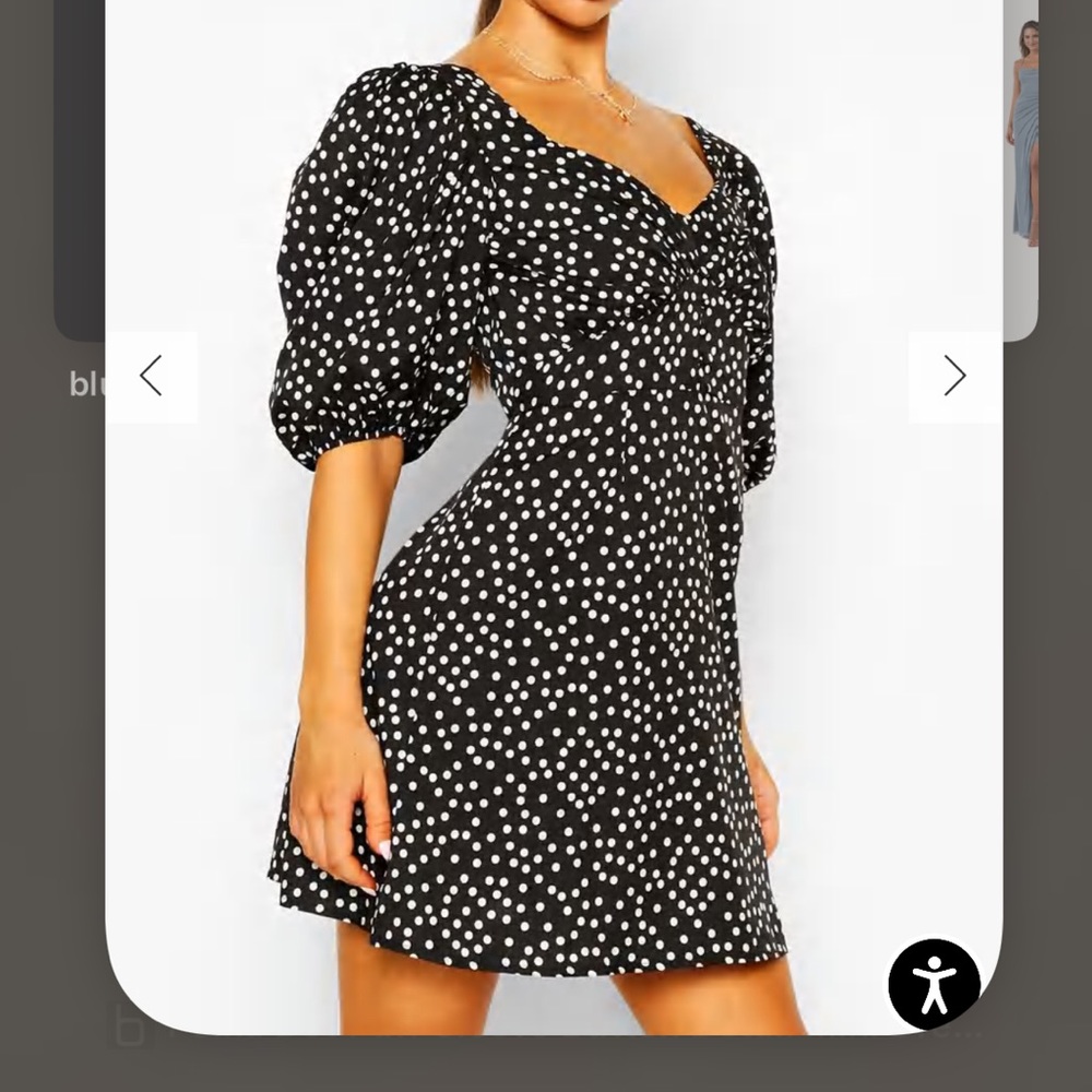 POLKA DOT PUFF SLEEVE BUTTON DETAIL MINI DRESS - Picture 1 of 5